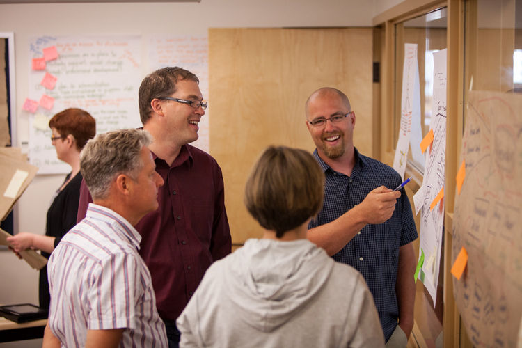 David Slomp working with graduate students